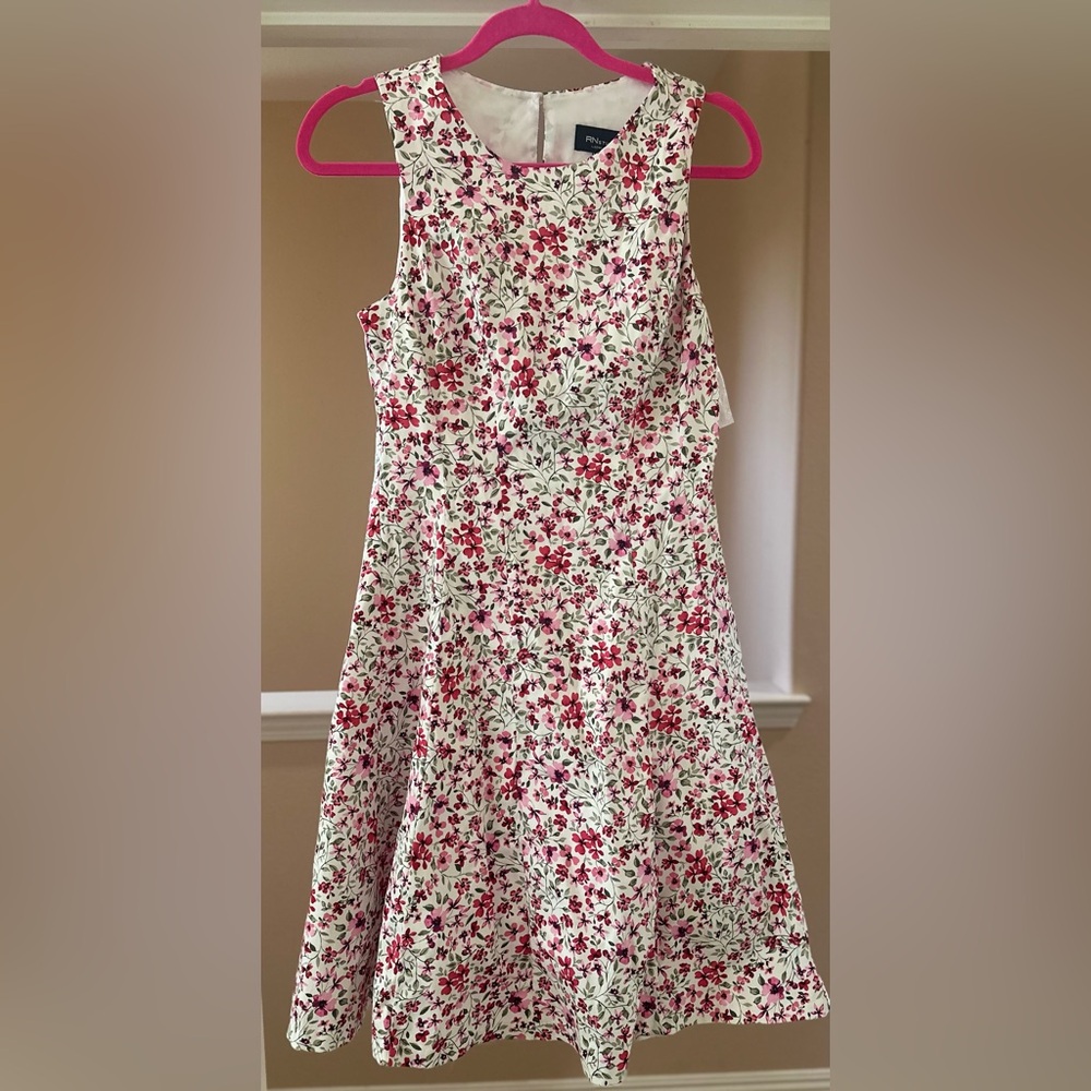NWT RN Studio Women's Dress‎ 4 Floral Garden Short Pink White Sleeveless.
